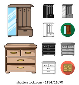 Furniture and interior cartoon,black,flat,monochrome,outline icons in set collection for design.Home furniture vector symbol stock web illustration.