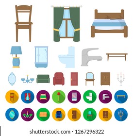 Furniture and interior cartoon,flat icons in set collection for design.Home furniture vector symbol stock web illustration.