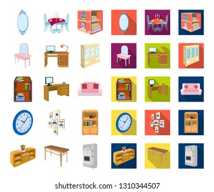 Furniture and interior cartoon,flat icons in set collection for design. Home furnishings vector isometric symbol stock web illustration.