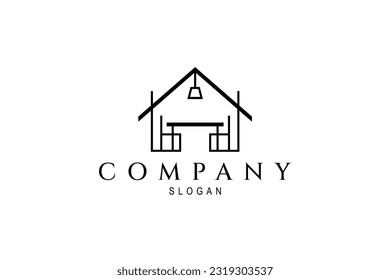 furniture interior design logo with line art style