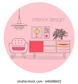 Furniture Interior Design Logoector Mid Century Modern Hand Drawn Illustration Sketch