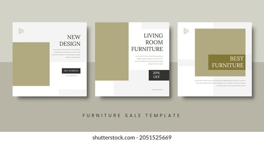 Furniture interior design post template. Banner promotion square home or apartment sale. vector illustration.