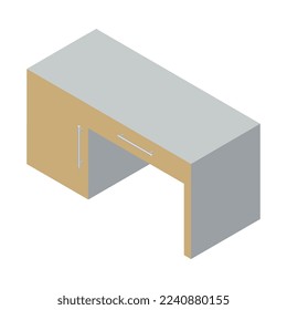 Elementos interiores de mobiliario composición isométrica con icono de mobiliario aislado en ilustración vectorial de fondo en blanco