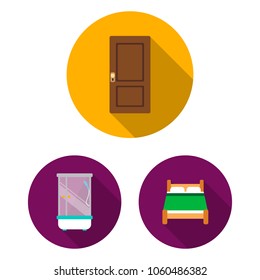Furniture and interior flat icons in set collection for design.Home furniture vector symbol stock web illustration.