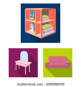 Furniture and interior flat icons in set collection for design. Home furnishings vector isometric symbol stock web illustration.