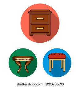 Furniture and interior flat icons in set collection for design.Home furniture vector symbol stock web illustration.