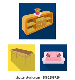 Furniture and interior flat icons in set collection for design. Home furnishings vector isometric symbol stock web illustration.