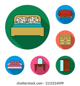 Furniture and interior flat icons in set collection for design.Home furniture vector symbol stock web illustration.