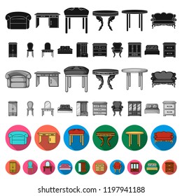 Furniture and interior flat icons in set collection for design.Home furniture vector symbol stock web illustration.