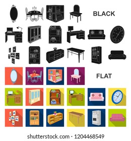 Furniture and interior flat icons in set collection for design. Home furnishings vector isometric symbol stock web illustration.