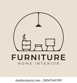 furniture interior home line art logo icon and symbol vector illustration minimalist design