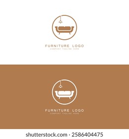furniture interior home logo design with lamp light minimalist line art style
