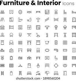 Conjunto de iconos de mobiliario e interior