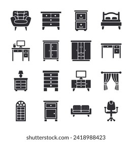 furniture and interior icon set