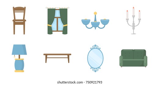 Furniture and interior icons in set collection for design.Home furniture vector symbol stock  illustration.