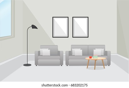 Furniture Interior. Living room with sofa. Vector illustration