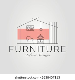 Furniture interior logo design concept showcasing modern living room with elegant decor. Suitable for promoting home decor, interior design services, and furniture products.