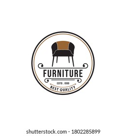 furniture interior logo hipster vintage retro vector illustration