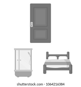 Furniture and interior monochrome icons in set collection for design.Home furniture vector symbol stock web illustration.