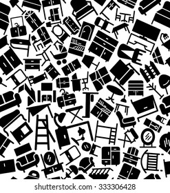 Furniture and Interior Solid Icons Pattern
