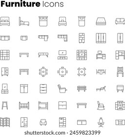 Furniture and interior vector icon set