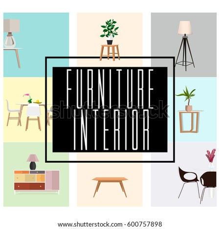 Furniture interior. Vector illustration. Tables, chairs.