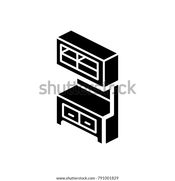 Furniture Iso Welsh Dresser Stock Vector Royalty Free 791001829