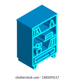 Furniture isometric 3D icon order bookshelves. A high quality color outline logo for website design and mobile apps. Vector illustration. EPS 10