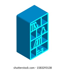 Furniture isometric 3D icon order bookshelves. A high quality color outline logo for website design and mobile apps. Vector illustration. EPS 10