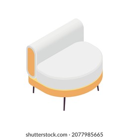 Furniture isometric composition with isolated image of modern small sofa on blank background vector illustration