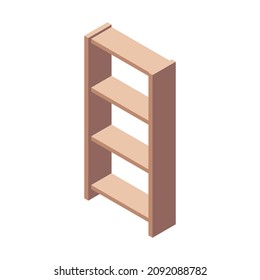Furniture isometric composition with isolated image of modern rack on blank background vector illustration