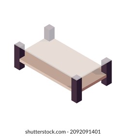 Composición isométrica del mobiliario con imagen aislada de tabla moderna sobre ilustración vectorial de fondo en blanco