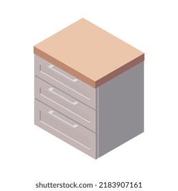 Composición isométrica del mobiliario con imagen aislada del objeto de mobiliario de diseño en ilustración vectorial de fondo en blanco
