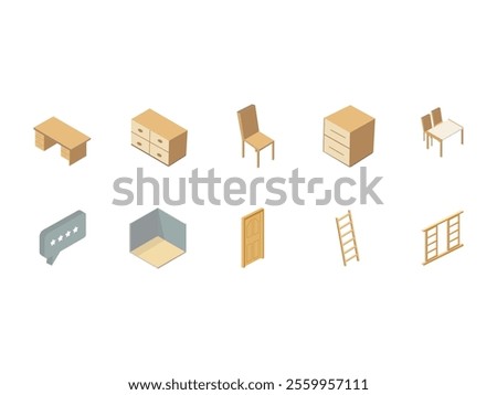 Furniture Isometric Design Element Set