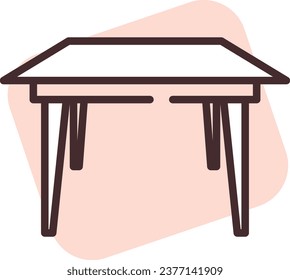 Furniture kitchen table, illustration or icon, vector on white background.