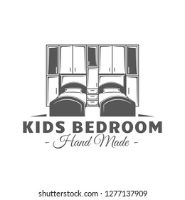 Furniture label isolated on white background. Design element. Vector illustration