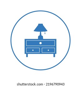 Furniture lamp on table drawer icon | Circle version icon |