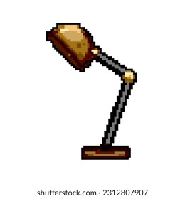Möbellampe Tischspiel Pixel Art Retro-Vektorgrafik. Bitmöbellampentisch. alte Vintage-Illustration