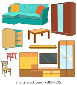 furniture large collection isolated