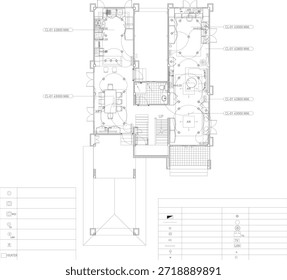 Plano de Layout de Mobília Nível 1 com Downlight e Posições de Tomada Elétrica
