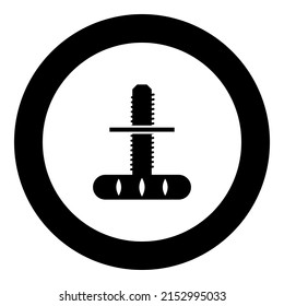 Furniture leg adjustable support icon in circle round black color vector illustration image solid outline style
