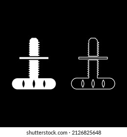 Mobiliario soporte ajustable conjunto icono color blanco ilustración vectorial simple contorno de contorno de relleno sólido delgado estilo plano