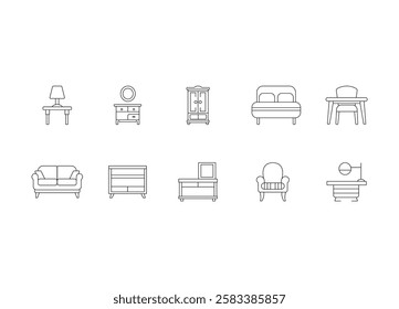 Furniture Line Art Icon Design