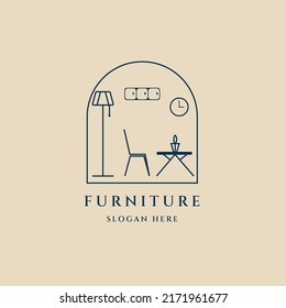 furniture line art logo, icon and symbol, with emblem vector illustration design