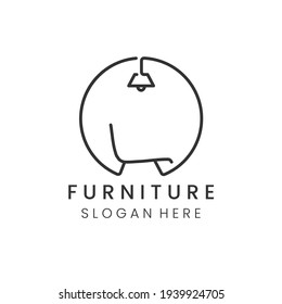 furniture line art minimalist emblem icon logo vector illustration template design. lamp, chair logo