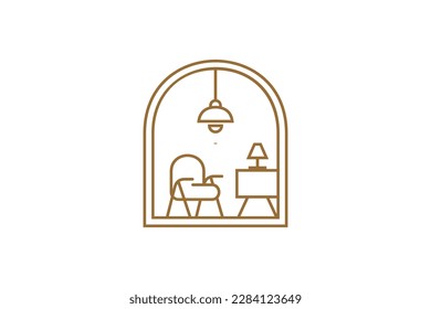 furniture line art style logo design