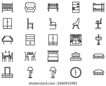 Furniture Line Icon pictogram symbol visual illustration SetFurniture Line Icon pictogram symbol visual illustration Set