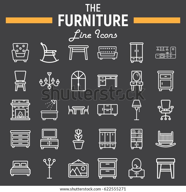 Furniture Line Icon Set Interior Symbols Signs Symbols