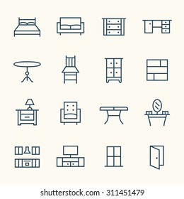 Furniture line icons