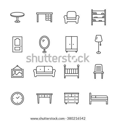 Furniture line icons